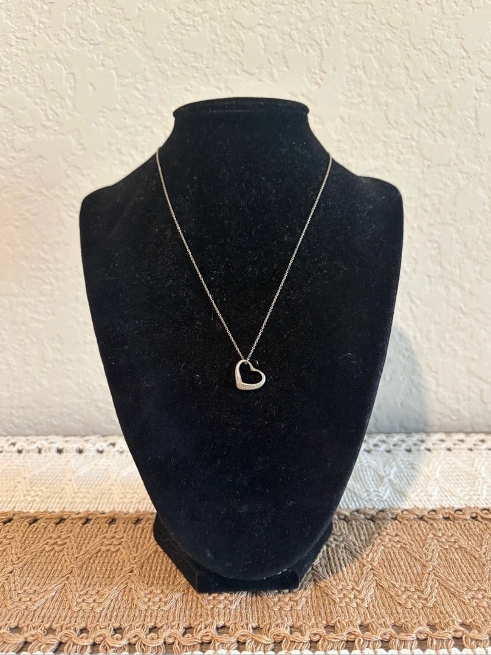Tiffany & Co. 925 Silver Open Heart Peretti Pendant Necklace